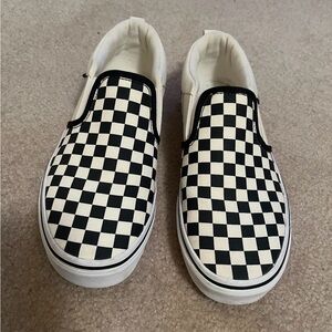 Vans Classic Slip-On Checkerboard Shoes Youth 6 Black White